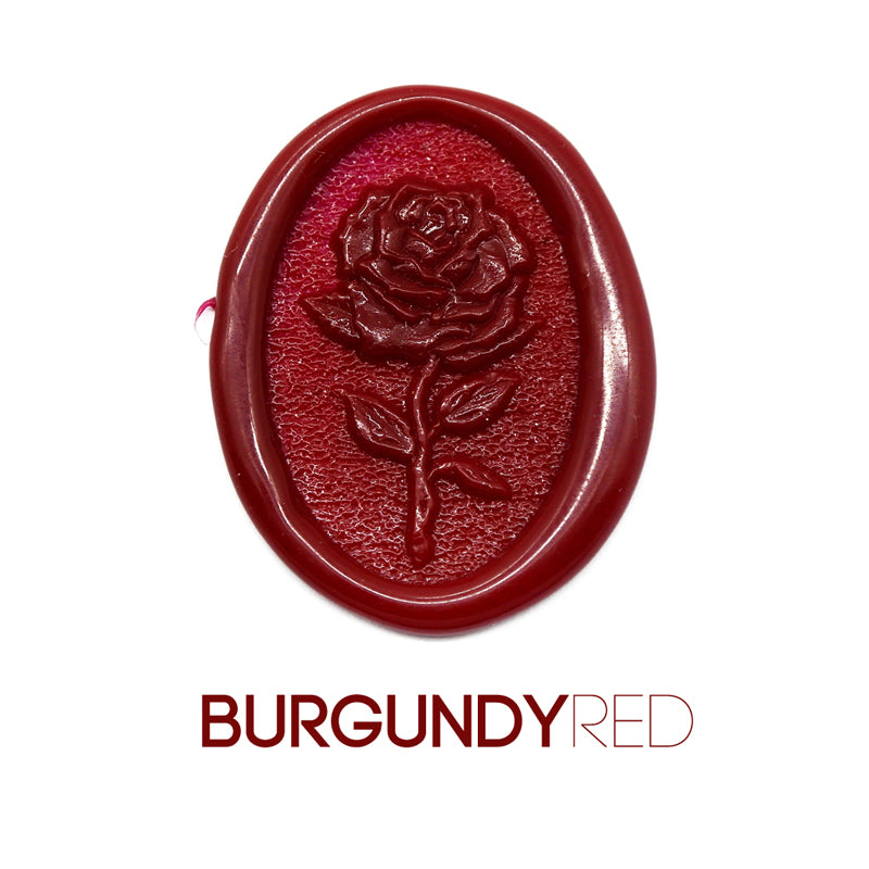 a rose flower wax seal just to show the effect of Burgundy Red sealing wax sticks.