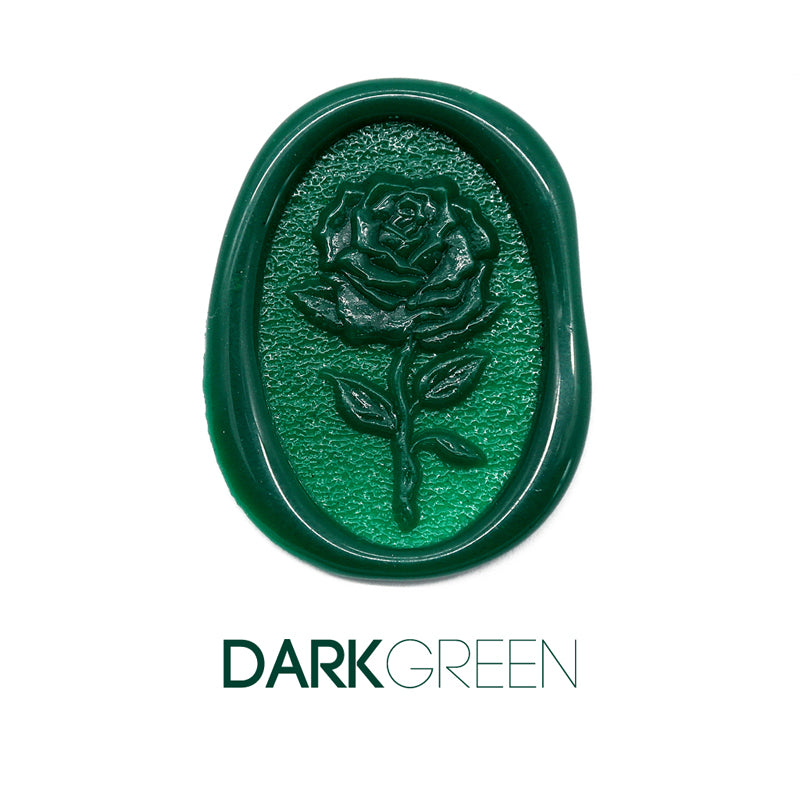 a rose flower wax seal just to show the effect of dark green sealing wax sticks.