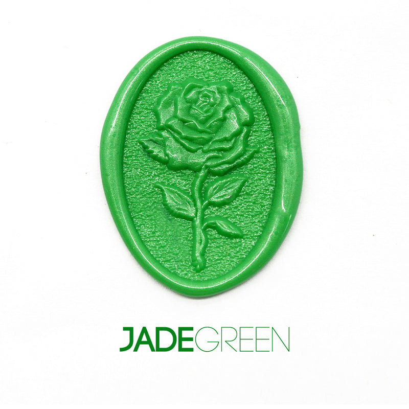 a rose flower wax seal just to show the effect of jade green sealing wax sticks.