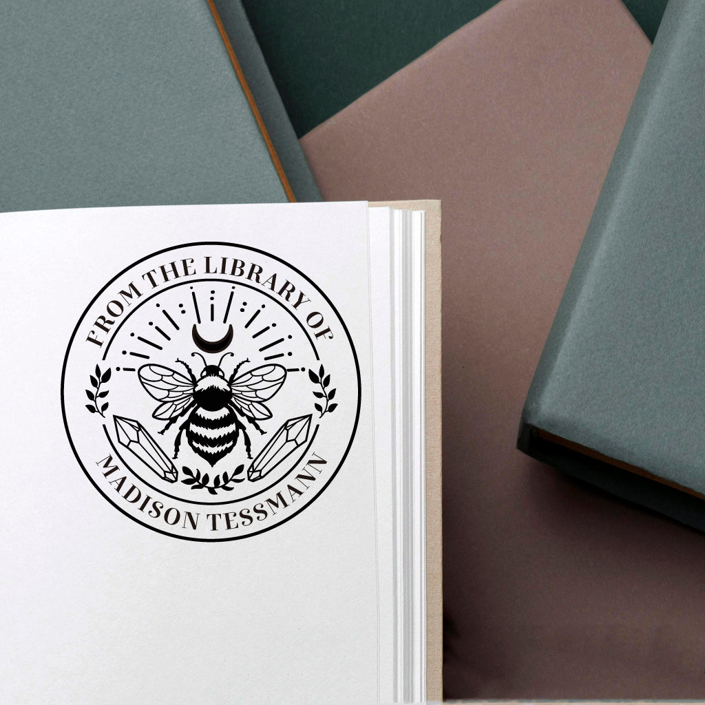 Personalized Bee Moon Library Book Stamp – sealingwaxstamp