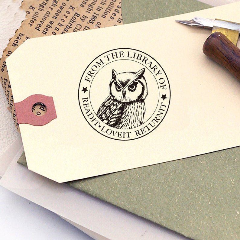 Custom Owl Book Stamp From The Library Of