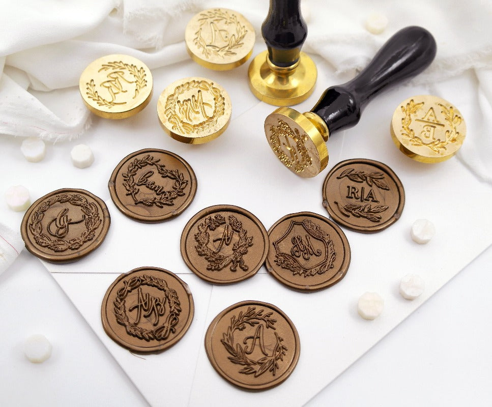 Complete Set of Single Initial Wax Seal Stamp Heads