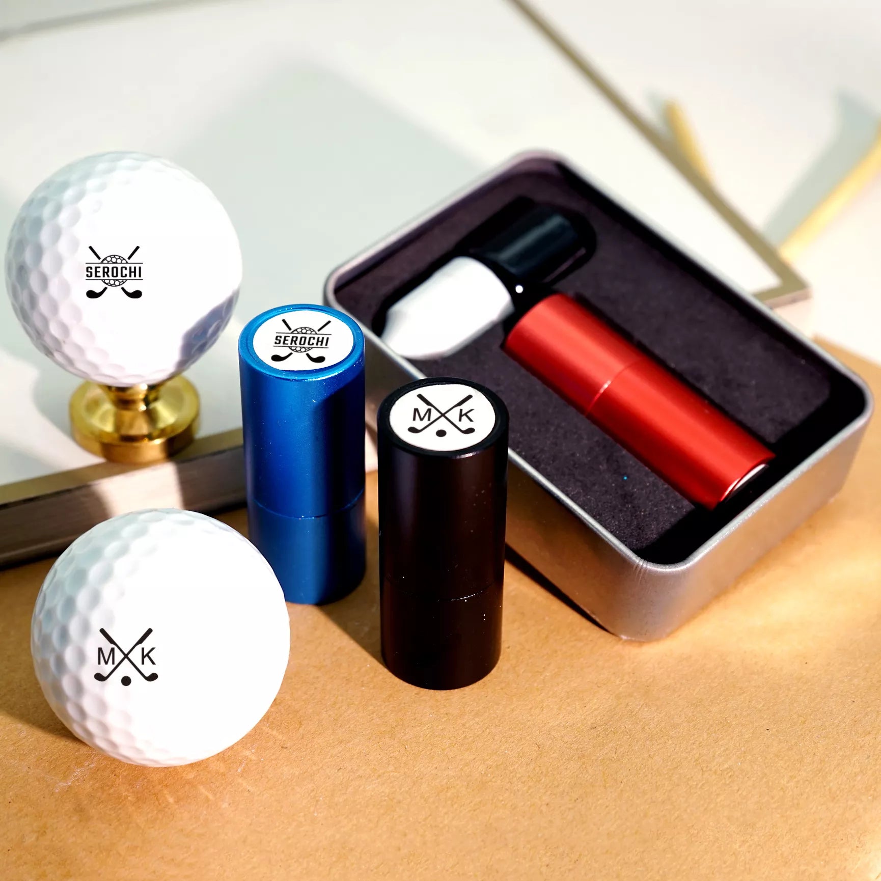 Personalized Golf Ball Stamp Box | Luxury Golf Gift | sealingwaxstamp