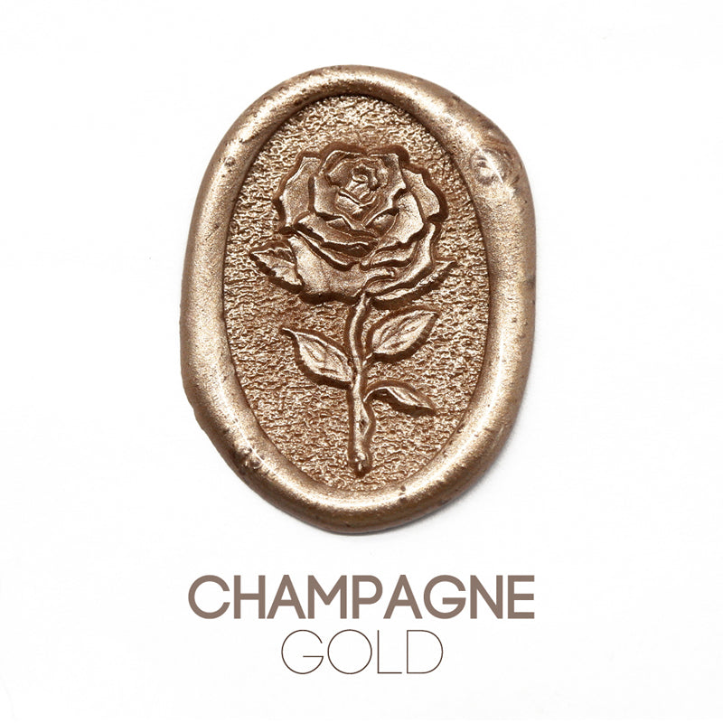 a rose flower wax seal just to show the effect of champagne gold sealing wax sticks.