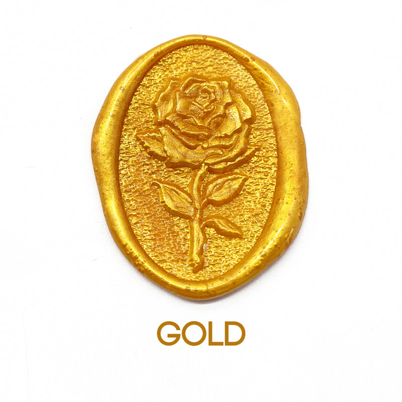 a rose flower wax seal just to show the effect of gold sealing wax beads.