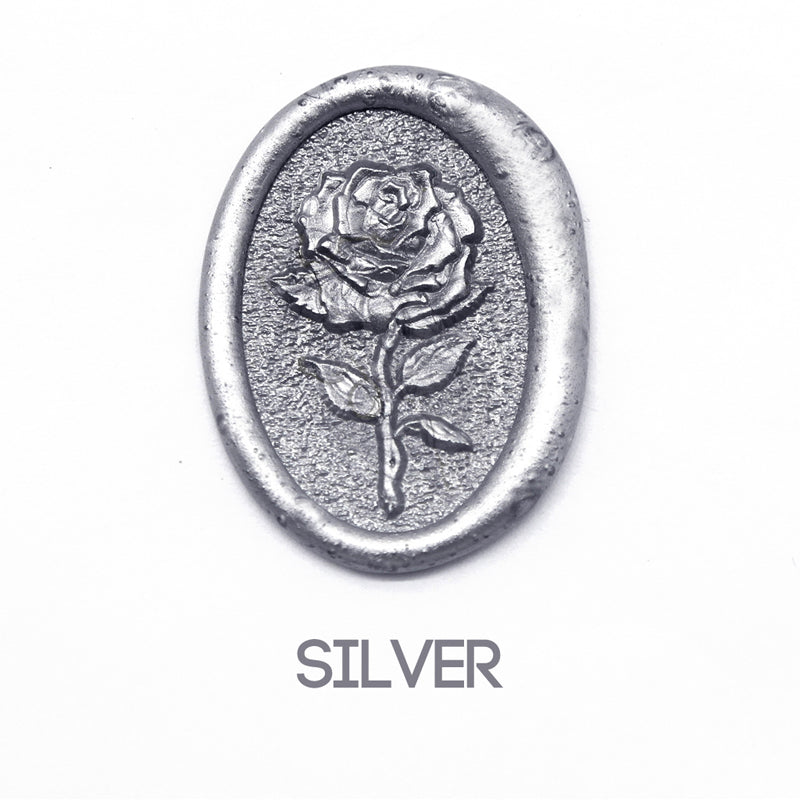 a rose flower wax seal just to show the effect of silver sealing wax beads.