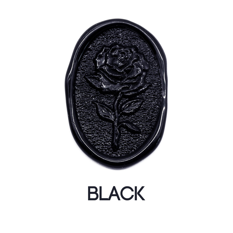 a rose flower wax seal just to show the effect of black sealing wax beads.