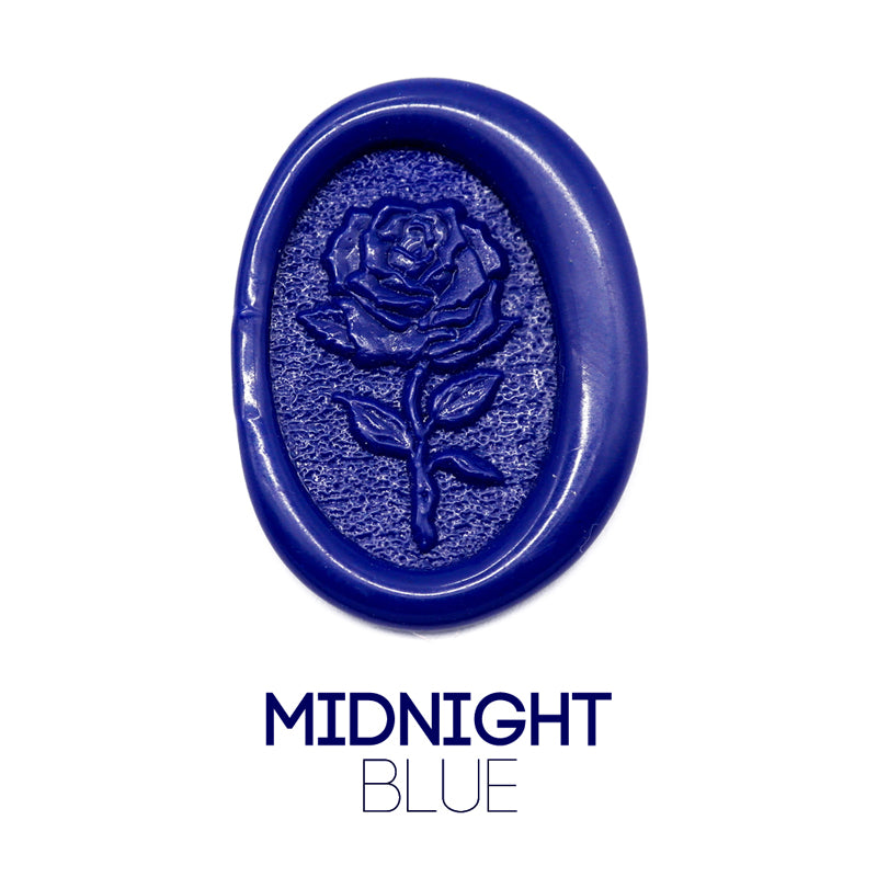 a rose flower wax seal just to show the effect of midnight blue sealing wax sticks.