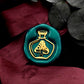 Wax Seal Stamp, created a wax seal on a red ribbon with mushroom in a bottle design