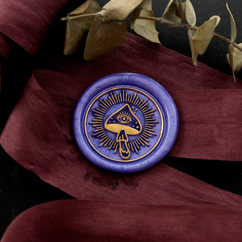 Wax Seal Stamp, created a wax seal with mushroom design .