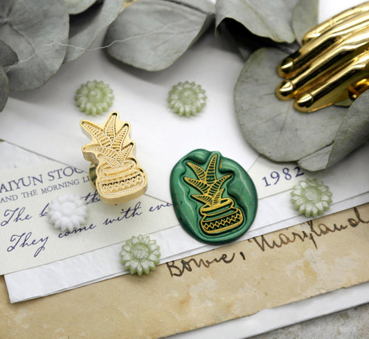 Wax Seal Stamp, created a wax seal with succulent plant design