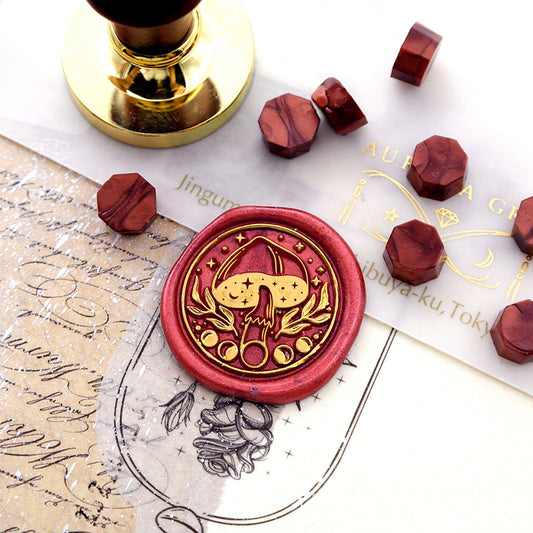 Wax Seal Stamp, created a wax seal with mushroom design .