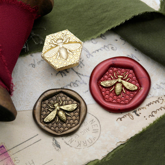 Wax Seal Stamp, created wax seals with bee design
