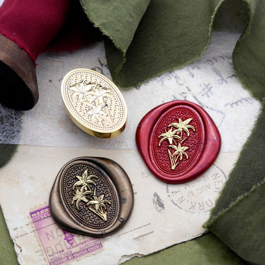 Wax Seal Stamp, created wax seals with lily flower design