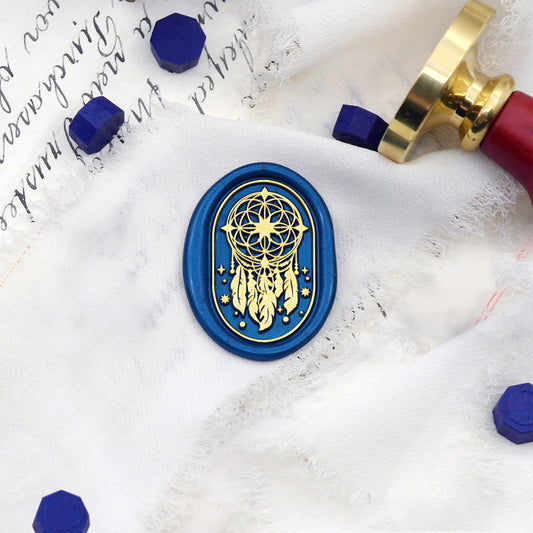 Wax Seal Stamp, created a wax seal with a dreamcatcher design