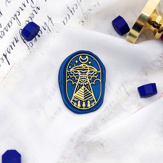 Wax Seal Stamp, created a wax seal with a UFO design
