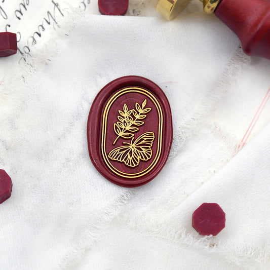 Wax Seal Stamp, created a wax seal with a butterfly leaves design