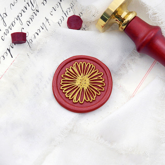 Wax Seal Stamp, created a wax seal with daisy floral design .