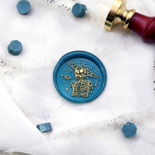 Wax Seal Stamp, created a wax seal with skeleton design .