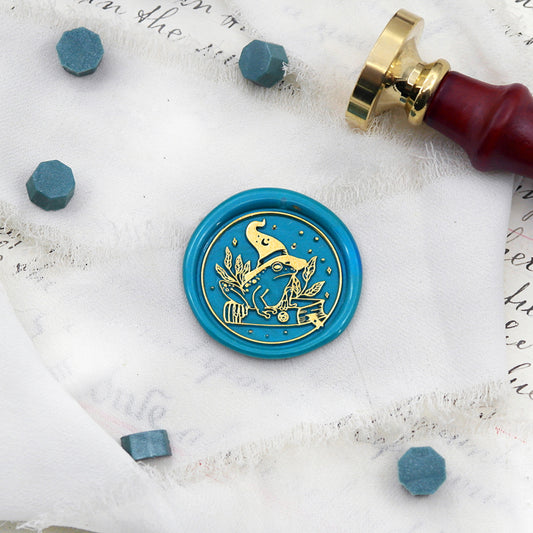 Wax Seal Stamp, created a wax seal with frog witch hat design
