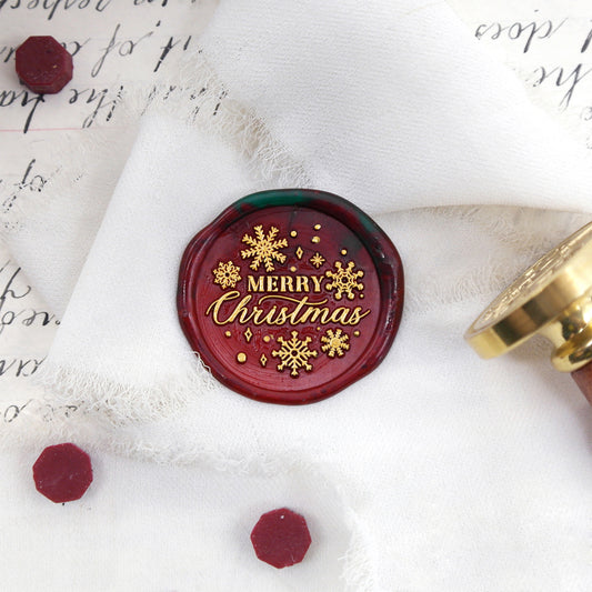 Wax Seal Stamp, created a wax seal with merry christmas snowflake design