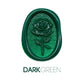 a rose flower wax seal just to show the effect of dark green sealing wax beads.