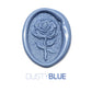 a rose flower wax seal just to show the effect of dusty blue sealing wax sticks.