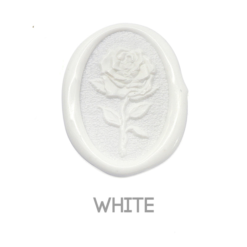 a rose flower wax seal just to show the effect of white sealing wax beads.