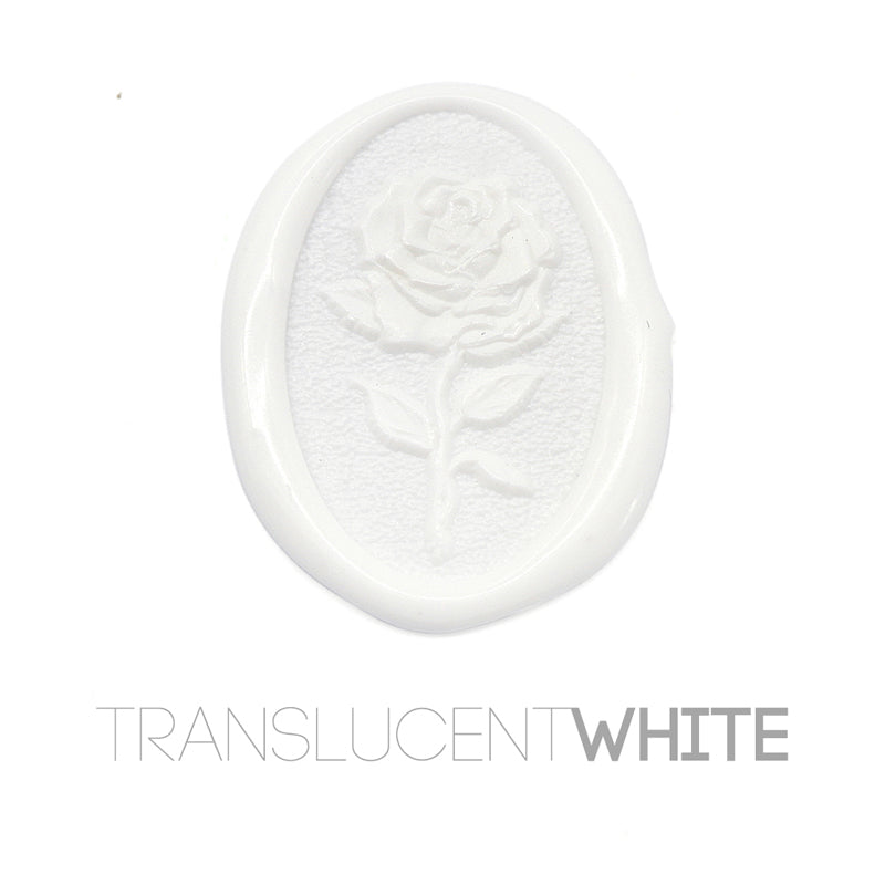 a rose flower wax seal just to show the effect of translucent white sealing wax beads.