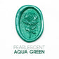 a rose flower wax seal just to show the effect of pearlescent aqua green sealing wax beads.
