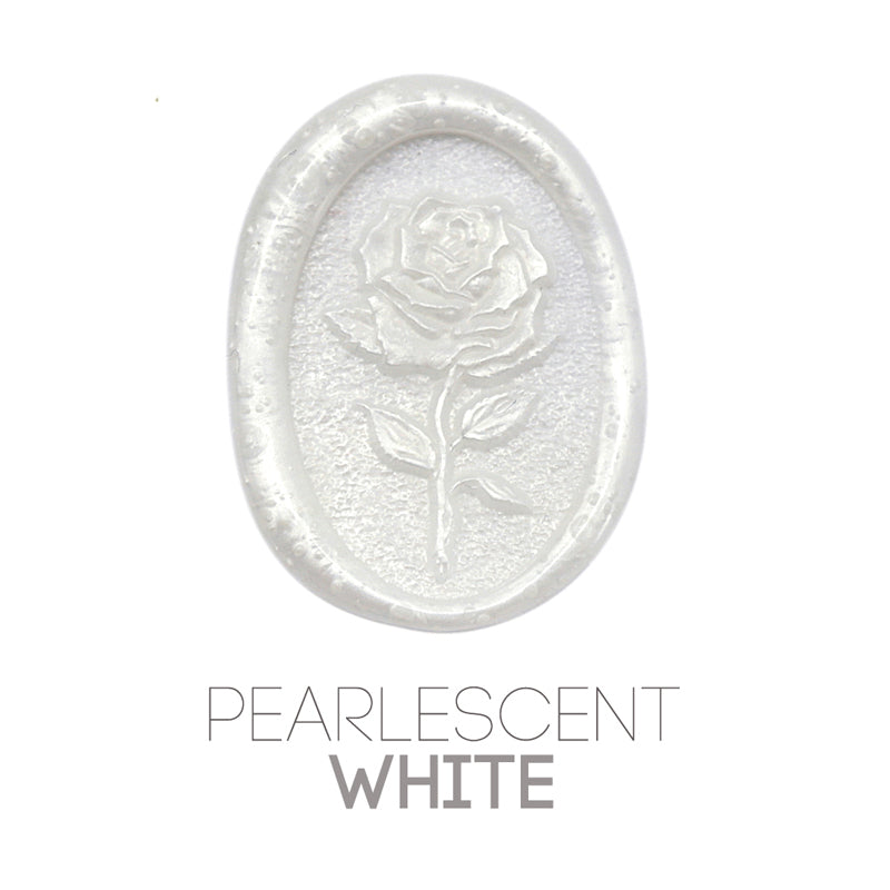 a rose flower wax seal just to show the effect of pearlescent white sealing wax beads.