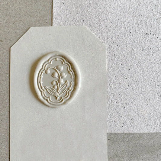 Wax Seal Stamp, created a wax seal on red ribbon with 3D lily of the valley design .