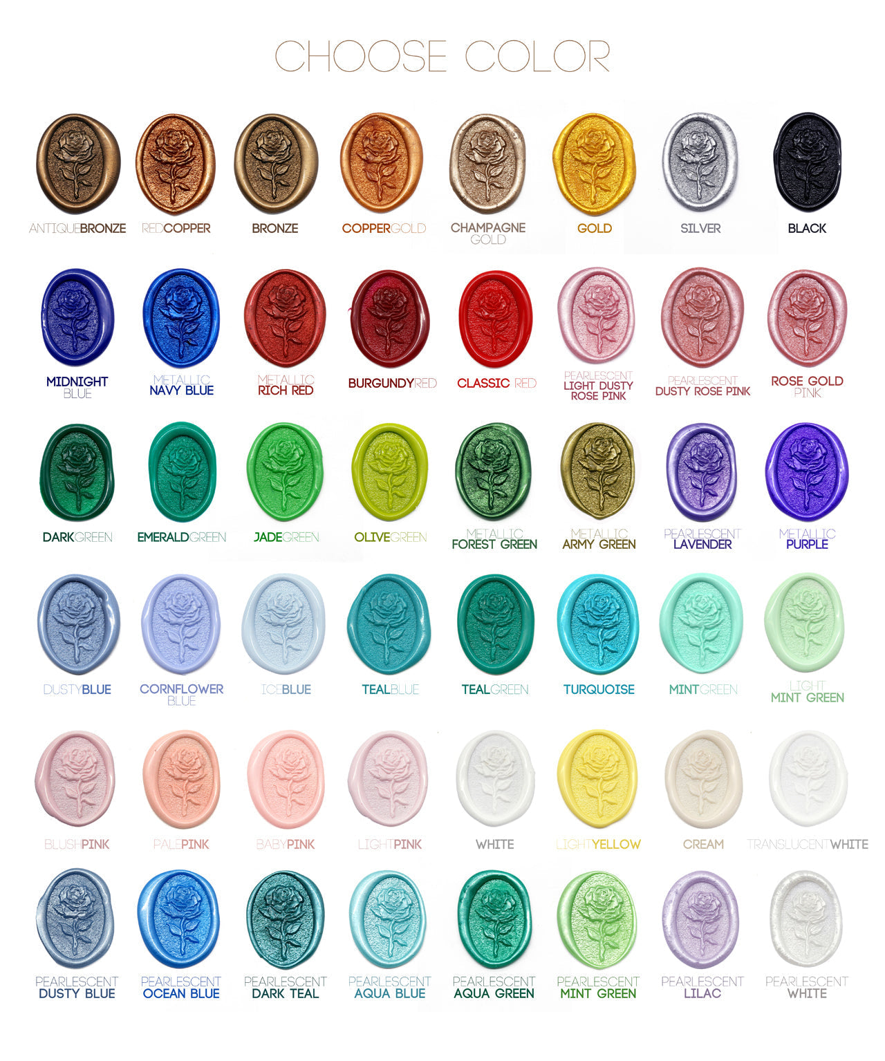 Sealing wax sticks in 48 colors for choosing.