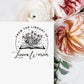 Custom your Book Stamp, with text from the library of your name, flower and books graphic.