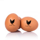 Custom Egg Stamps, with your name and hen graphic, imprinted on the farm eggs.