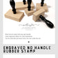 A sample to tell what's difference of wooden handle rubber stamp and engraved no handle rubber stamp, and their feature.