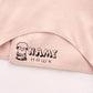 Custom Clothing Stamp, imprinted on a pink clothes. A cartoon sheep wear the shawl and the custom name at it's right side.