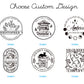 Six designs of custom library stamp for choosing.