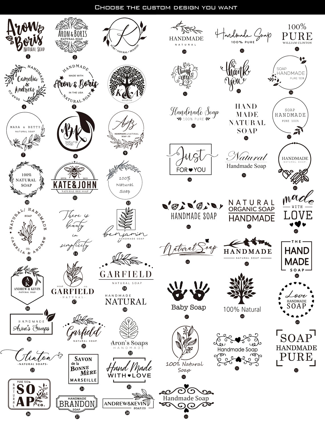 soap stamp has 51 designs for custom.