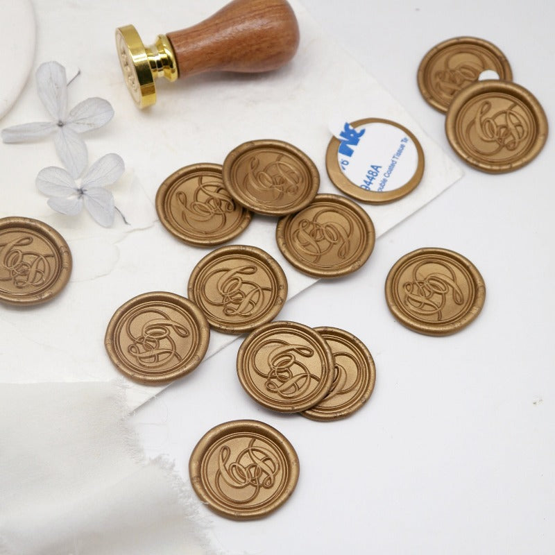 Custom Wax Seal Stamp - Custom Blossom Wedding Monogram Wax Seal Stamp