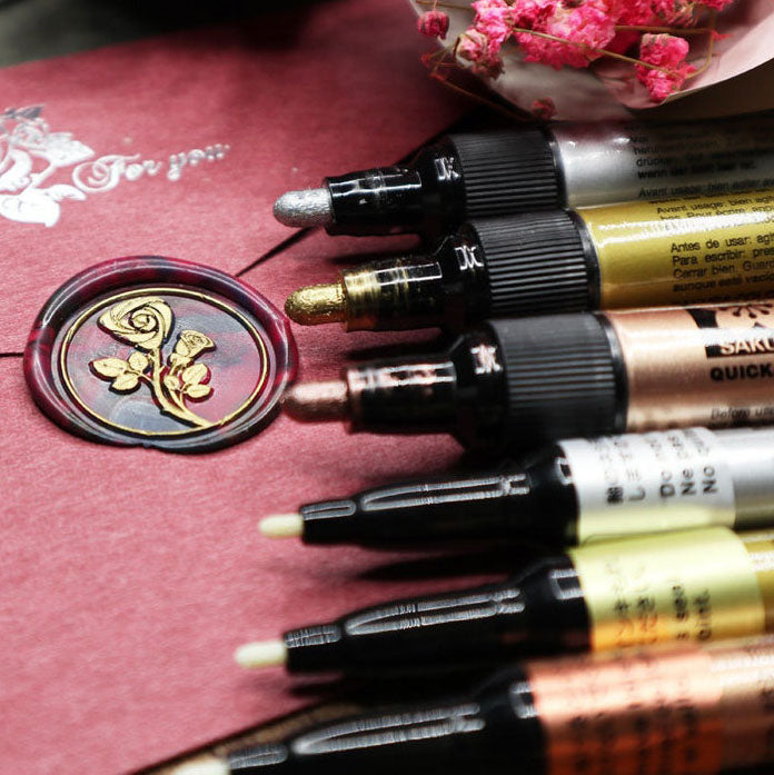Sealing Wax Coloring Pen, Wax Seal Pen, Gold Silver White Rose Gold Wax  Printing Pen, Paint Pen, Highlight Colorful Pen, Tracing Line Pen 